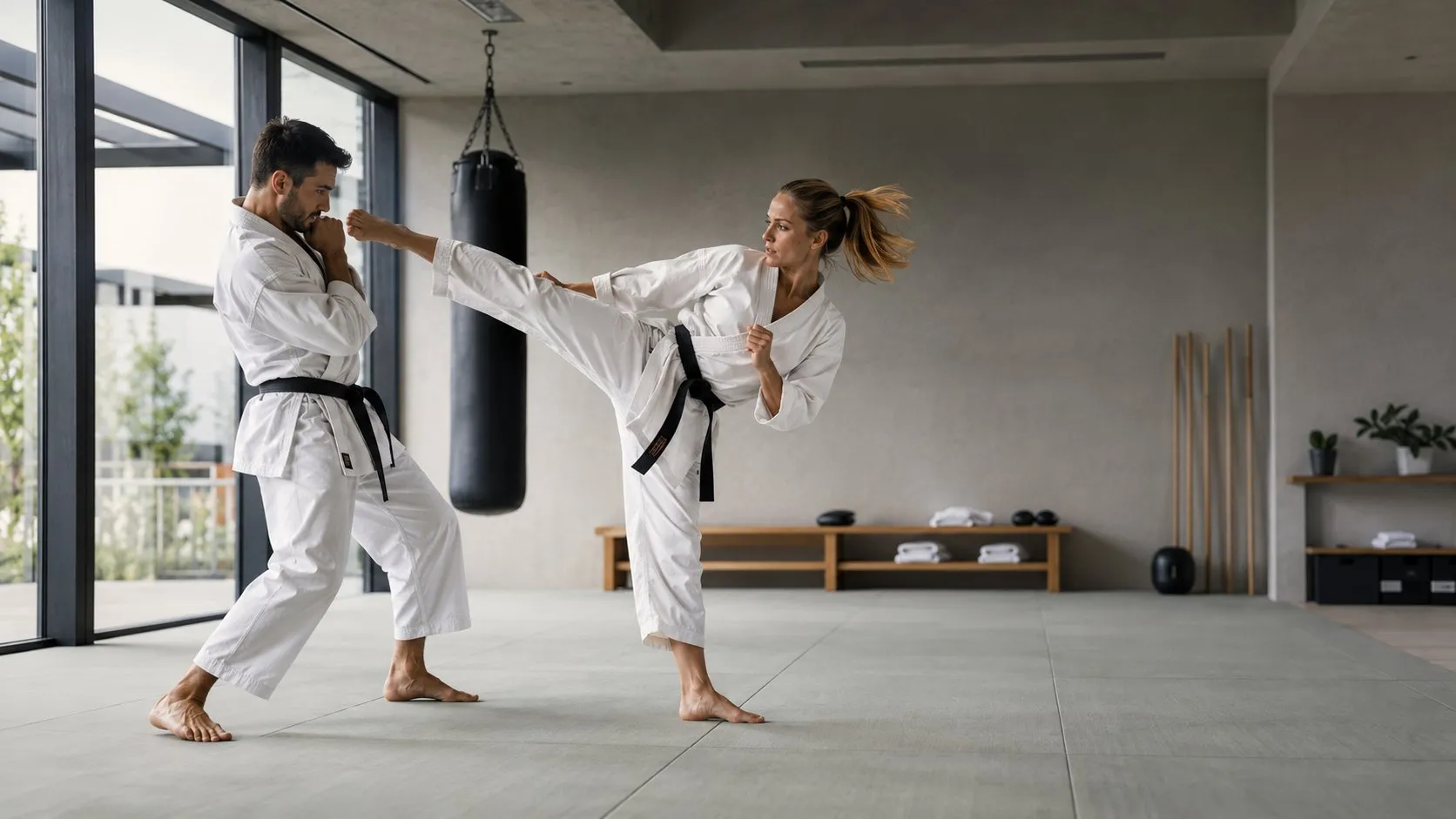 Karate-Training für Erwachsene an der Schlagpolster-Station