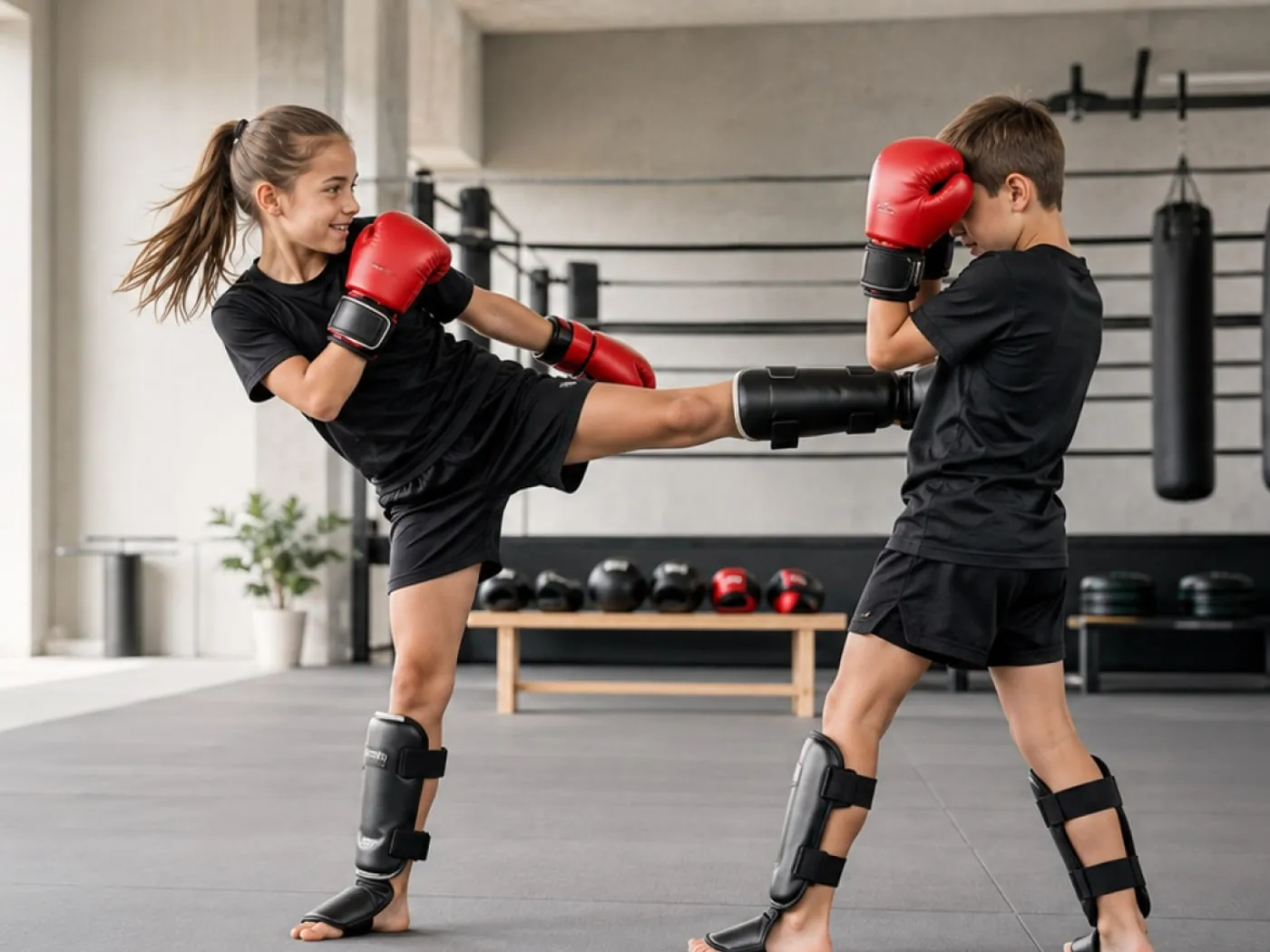 Kickboxen für Kids — Trainingsszene